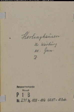 Zivilstandsregister der evangelischen Gemeinde Herlinghausen, Kreis Warburg (GAHT 1808-1812) (Gemeinde: Evangelische Gemeinde Herlinghausen)