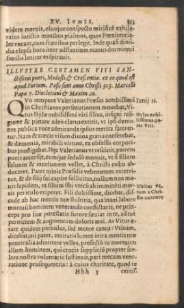 Illustre Certamen Viti Sanctißimi pueri, Modesti et Crescentiae ...