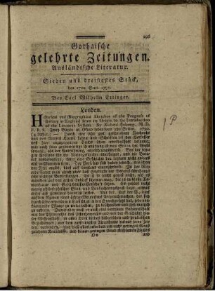 Sieben und dreisigstes Stück, den 17ten Sept. 1791.