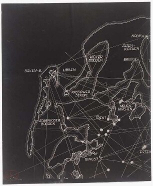 Hünengräber, Rügen: Lageplan mit Sichtachsen