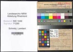 Entnazifizierung Lambert Schmitz , geb. 12.04.1884 (Metzger)