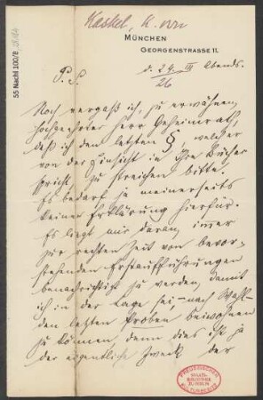 Brief an Ludwig Strecker  und B. Schott's Söhne : 24.03.1902