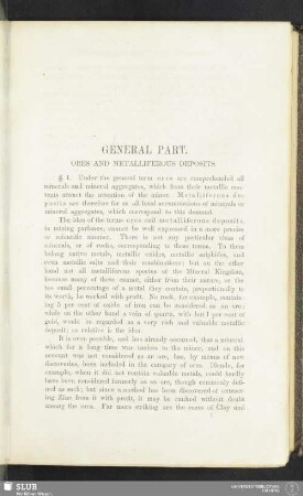 General part. Ores and metalliferous deposits