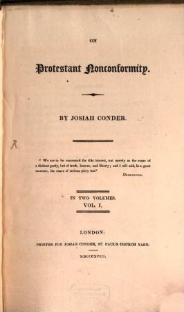 On Protestant Nonconformity : in two Volumes. 1