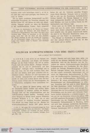 Solinger Schwertschmiede und ihre Erzeugnisse