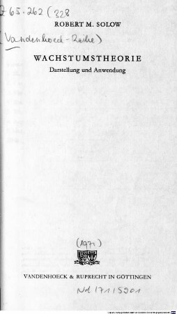 Wachstumstheorie : Darstellung und Anwendung
