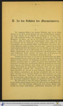 E. An den Gestaden des Marmarameeres (I.–III.).