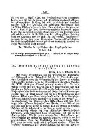 Weiterbildung der Lehrer an höheren Lehranstalten : [C. Höhere Lehranstalten für die männliche Jugend]