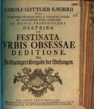 Diss. phil. ... de moralitate veritatis, eiusque oppositorum