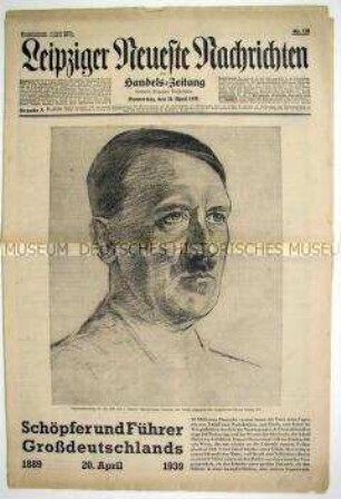 Tageszeitung "Leipziger Neueste Nachrichten" zum 50. Geburtstag Hitlers