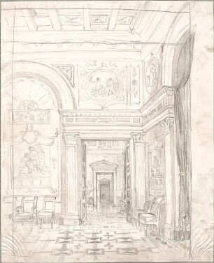 Seeberger, Gustav; München; Residenz, Königsbau, Zeichnungen - Blauer Salon (Perspektive)