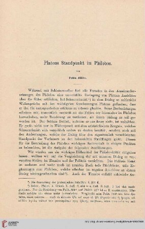 Platons Standpunkt im Philebos