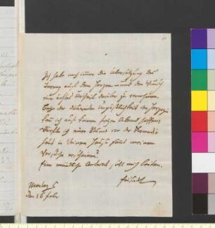 Brief von Einsiedel-Scharfenstein, Friedrich Hildebrand von an Goethe, Johann Wolfgang von