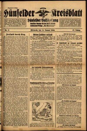 Ausgabe vom Mittwoch, den 14. Januar 1942.