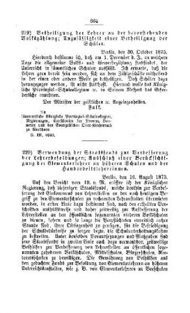Betheiligung der Lehrer an der bevorstehenden Volkszählung; Unzulässigkeit einer Betheiligung der Schüler : [III. Seminarien, Bildung der Lehrer und deren persönliche Verhältnisse]