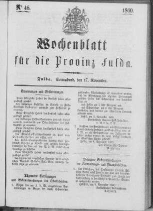 Nr. 46, Ausgabe vom 17. November 1860