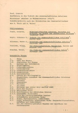 Einführung in die Technik des wissenschaftlichen Arbeitens