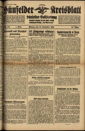 Erste Ausgabe vom Montag, den 18. September 1939.