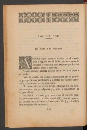 Capítulo XXIII - Un duelo a la española.