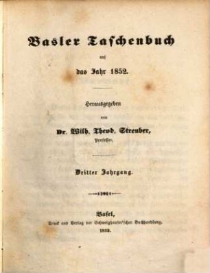 Basler Taschenbuch, 3. 1852
