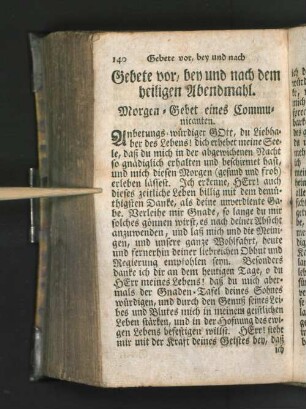 Gebete vor, bey und nach dem heiligen Abendmahl.