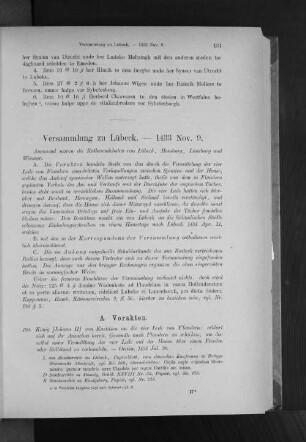 Versammlung zu Lübeck. - 1433 Nov. 9.