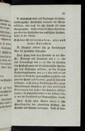 13-15, Schöne Wissenschaften, alte und neue Sprachen