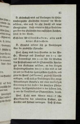 13-15, Schöne Wissenschaften, alte und neue Sprachen