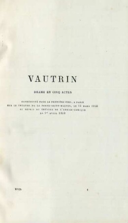 Vautrin. Drame en cinq actes