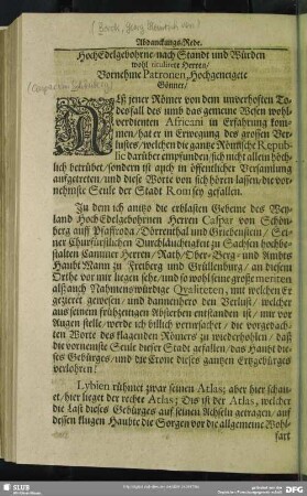 Abdankung : Abdanckungs-Rede