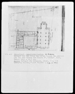 Entwurf für den Umbau des alten Hauses Ossenbroich und den Neubau der Kirche Sankt Andreas in Düsseldorf, Folio 113