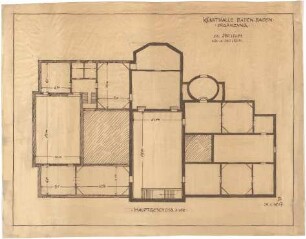 Billing, Hermann; Baden-Baden; Kunsthalle - Hauptgeschoss, Ergänzung (Grundriss)