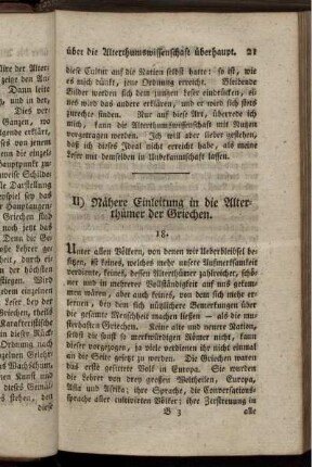 II) Nähere Einleitung in die Alterthümer der Griechen