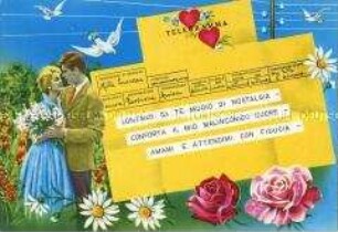 Postkarte in Form eines Telegrammes
