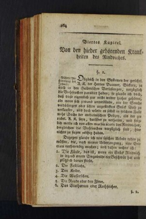 Viertes Kapitel. Von den hieher gehörenden Krankheiten des Rindviehes.