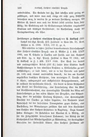 300-301 [Rezension] Kalkoff, Paul, Forschungen zu Luthers römischem Prozess