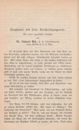 588-606 Stephanus und seine Vertheidigungsrede : ein neuer exegetischer Versuch