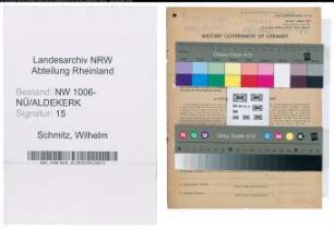 Entnazifizierung Wilhelm Schmitz , geb. 20.06.1903 (Verkaeufer)