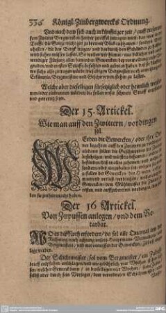 Der 16. Artickel. Von Zupussen anlegen/ und dem Retardat.