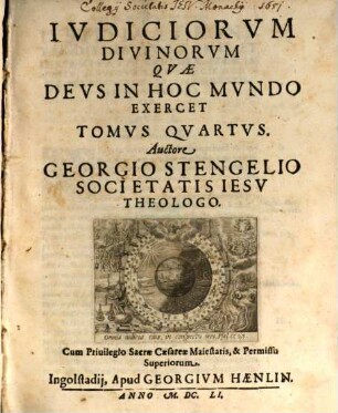 Opvs De Ivdiciis Divinis, Qvae Devs In Hoc Mvndo Exercet, 4