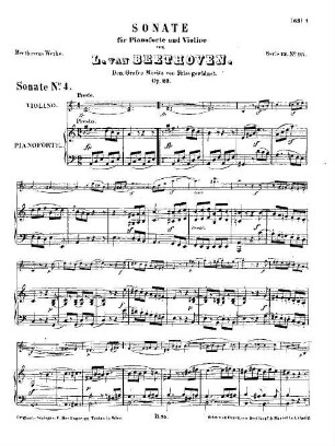 Beethoven's Werke, 95 = Serie 12: Für Pianoforte und Violine. Sonate : op. 23