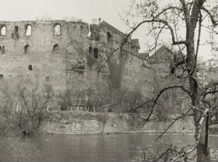 Halle (Saale), Moritzburg, Ansicht über den Mühlgraben von Südwesten