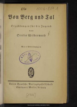 Von Berg und Tal : Erzählungen für die Jugend