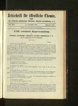 Heft XXI. 15. November 1913. Jahrgang XIX.