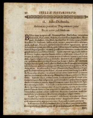 II. Actus Doctoralis. Habitus uti praecedenti Programmate patet Praefatio post Musicam.