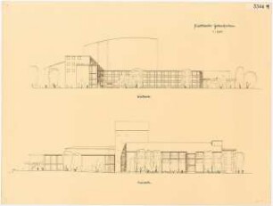 Stadttheater, Gelsenkirchen: (Lichtpause von Inv.Nr. 35910): Ansicht West/Nord 1:200