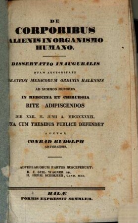 De corporibus alienis in organismo humano : diss. inaug.
