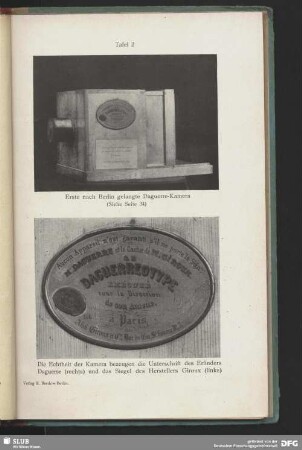 Erste nach Berlin gelangte Daguerre-Kamera