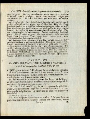 Caput XVI. De Conservatione & Gubernatione Mundi ad ...