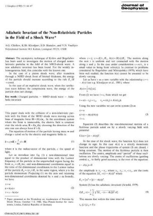 Adiabatic invariant of the non-relativistic particles in the field of a shock wave